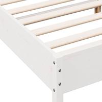 Bedframe met hoofdbord massief grenenhout wit 120x200 cm - thumbnail