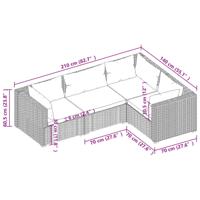 4-delige Loungeset met kussens poly rattan zwart - thumbnail