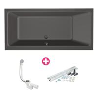 Xenz Kristal Ligbad - 160x75x48 - afvoer Midden - acryl - antraciet 6984-05 - thumbnail