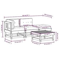 4-delige Loungeset met kussens massief hout wit - thumbnail