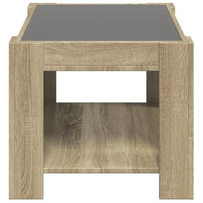 Salontafel met LED 73x53x45 cm bewerkt hout sonoma eikenkleurig Salontafel met LED 73x53x45 cm bewerkt hout sonoma eikenkleurig