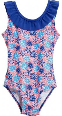 Playshoes badpak UV-werend bloemen blauw/roze Playshoes badpak UV-werend bloemen blauw/roze