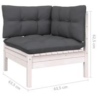 11-delige Loungeset met kussens grenenhout wit - thumbnail