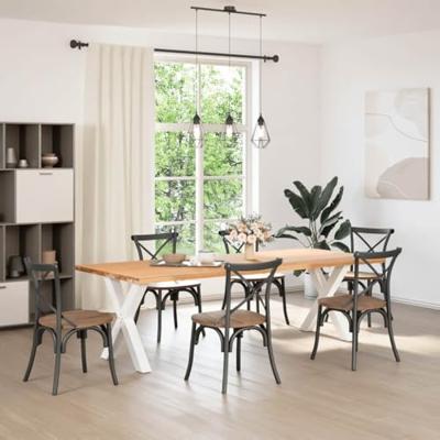 Eettafelpoten 2 st X-vormig 80x(72-73) cm staal wit