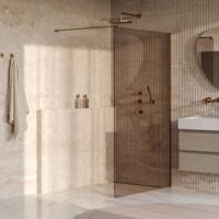 Brauer Oblivion - Inloopdouche - Brons Glas - 120 x 200 cm - incl. Glascoating - PVD Goud Geborsteld - thumbnail