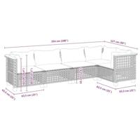 5-delige Loungeset met kussens poly rattan grijs - thumbnail