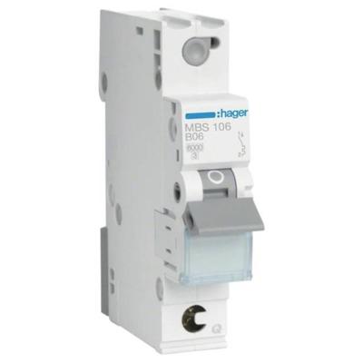 Hager MBS106 Zekeringautomaat 1-polig 6 A 400 V Hager MBS106 Zekeringautomaat 1-polig 6 A 400 V