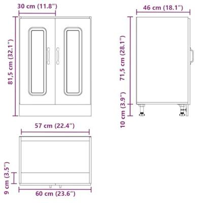 Spoelbakonderkast Kalmar 60x46x81,5 cm bewerkt hout zwart Spoelbakonderkast Kalmar 60x46x81,5 cm bewerkt hout zwart