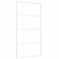 Schuifdeur 102,5x205 cm mat ESG-glas en aluminium wit - thumbnail