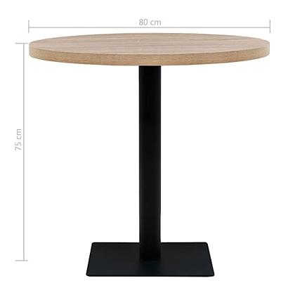 Bistrotafel rond 80x75 cm MDF en staal eikenkleur