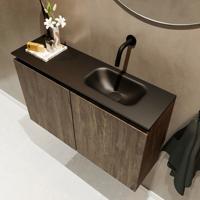 MONDIAZ TURE 80cm toiletmeubel dark brown. EDEN wastafel urban rechts geen kraangat - thumbnail