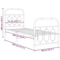 Bedframe met hoofd- en voeteneinde metaal wit 75x190 cm - thumbnail