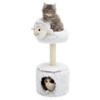Nobleza Kattenmeubel met huisje - Wit - Pluizig schaap - 67 cm - thumbnail