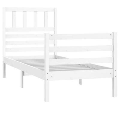 Bedframe massief hout wit 75x190 cm