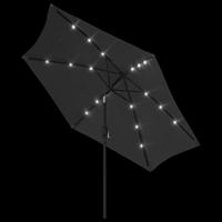 Tuinparasol met LED-verlichting en stalen paal 300 cm antraciet - thumbnail