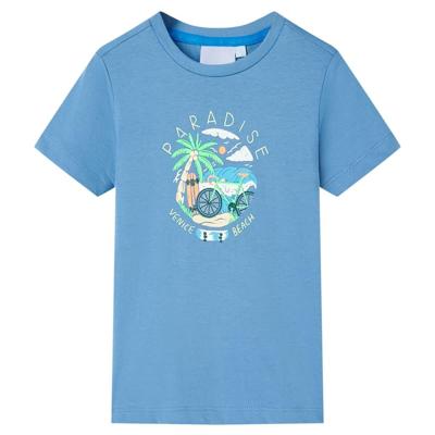 Kindershirt 128 middenblauw