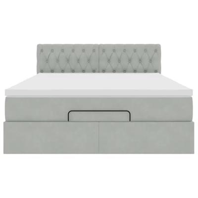 Ottoman bed met matras 140x200cm fluweel lichtgrijs