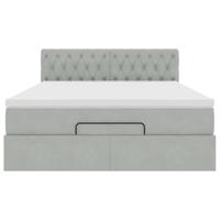 Ottoman bed met matras 140x200cm fluweel lichtgrijs - thumbnail