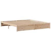 Bedframe met hoofdbord massief grenenhout 200x200 cm - thumbnail