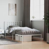 Bedframe met hoofdbord metaal wit 100x190 cm - thumbnail