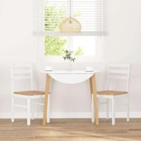 Eetkamerstoelen 2 st massief hout rubber wit - thumbnail
