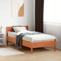 Bedframe met hoofdbord massief grenenhout wasbruin 100x200 cm - thumbnail