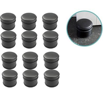 12x GS deurstopper mat zwart - 1 kg - Ø7,5 x 8 cm