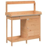 VidaXL Oppottafel met kast 110,5x45x124,5 cm massief vurenhout bruin - thumbnail