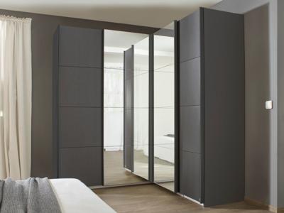 Hoekkast QUASI 4 deuren metaalgrijs met spiegel Hoekkast QUASI 4 deuren metaalgrijs met spiegel