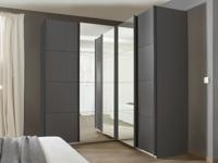 Hoekkast QUASI 4 deuren metaalgrijs met spiegel - thumbnail