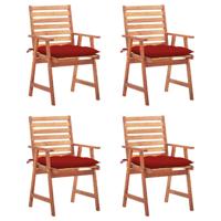 Tuinstoelen 4 st met kussens massief acaciahout - thumbnail