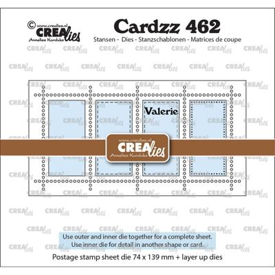 Crealies • cardzz stans mini slimline postzegelvel valerie met 4 rechthoeken verticaal