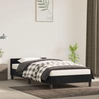 Bedframe met hoofdeinde fluweel zwart 90x190 cm - thumbnail