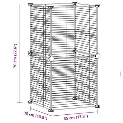 VidaXL Huisdierenkooi met 8 panelen 35x35 cm staal zwart
