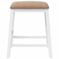 Barstoelen met kussens 2 st massief hout rubber wit - thumbnail