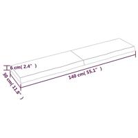VidaXL Wastafelblad 140x30x(2-6) cm behandeld massief hout donkerbruin - thumbnail