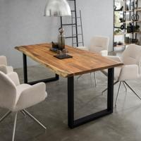 Artistiq Boomstam Eettafel 'Davy' Acaciahout, 140 x 80cm - thumbnail