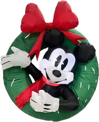 Kurt S. Adler opblaasfiguur Disney Mickey Mouse met krans multi