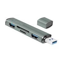 LogiLink UA0394 UA0394 USB-hub 4 poorten USB-A, SD, Micro-SD USB 3.2 Gen2 10 GBit/s Met aluminium behuizing, Met ingebouwde SD-kaartlezer, Met status-LEDs - thumbnail