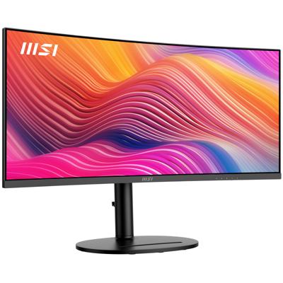 MSI Modern MD342CQP 34 inch UWQHD 1500R gebogen pc-monitor - VA-paneel 3440 x 1440, KVM, PIP/PBP, breed kleurengamma, oogcomfort, geïntegreerde luidspreker, 3-assig verstelbaar - HDMI 2.0b, DP 1.4a