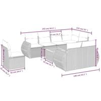 9-delige Loungeset met kussens poly rattan zwart - thumbnail