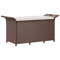 Tuinbank met kussen 116x46x57 cm poly rattan bruin - thumbnail