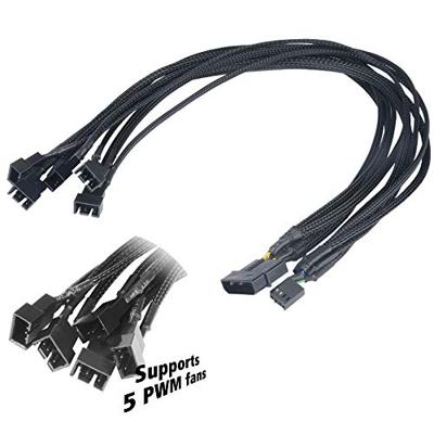 Y-kabel PC-ventilator [5x PC-ventilatorstekker 4-polig - 1x PC-ventilatorbus 4-polig, IDE-stroomstekker 4-polig] 0.45 m Zwart Akasa - thumbnail