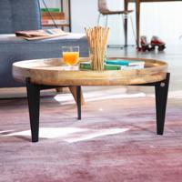 Tom Tailor Ronde Salontafel 'Winfield' Mangohout en metaal, 75cm - thumbnail