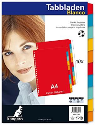 Tabbladen 23-gaats 10-delig assorti karton Kangaro - thumbnail
