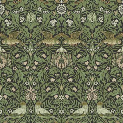 Dutch Wallcoverings Hidden Treasures 2 -Bird Black/Green - Zwart/Groen