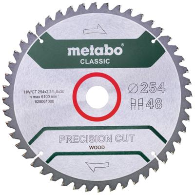 Metabo precision cut wood - classic 628061000 Cirkelzaagblad 254 x 30 mm Aantal tanden: 48 1 stuk(s) Metabo precision cut wood - classic 628061000 Cirkelzaagblad 254 x 30 mm Aantal tanden: 48 1 stuk(s)