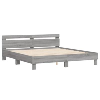 Bedframe met hoofdeinde en LED grijs sonoma eiken 200x200 cm