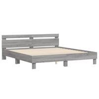 Bedframe met hoofdeinde en LED grijs sonoma eiken 200x200 cm - thumbnail