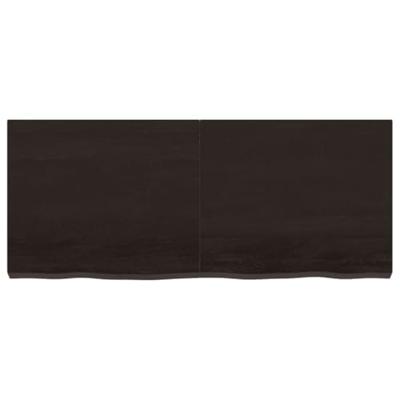 Wastafelblad 120x50x(2-6) cm behandeld massief hout donkerbruin